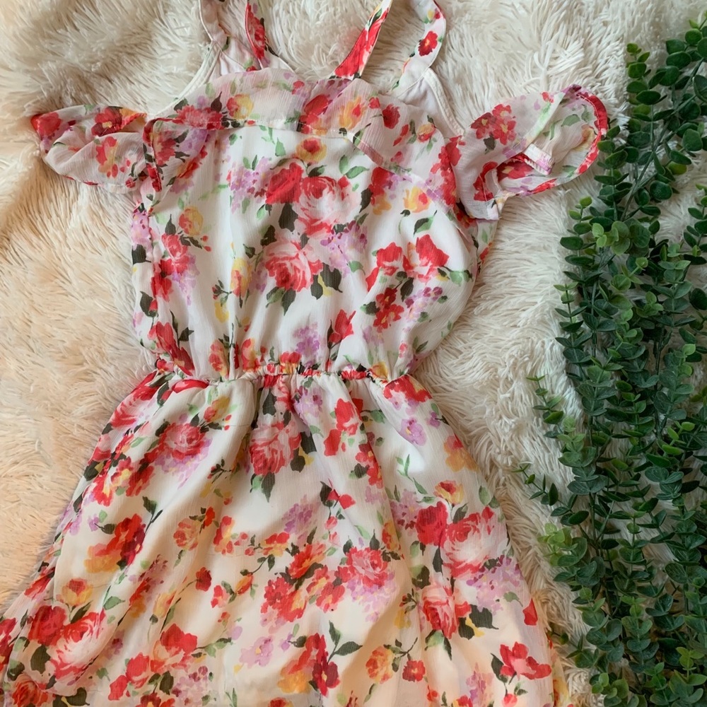 Abercrombie kids floral cold shoulder dress